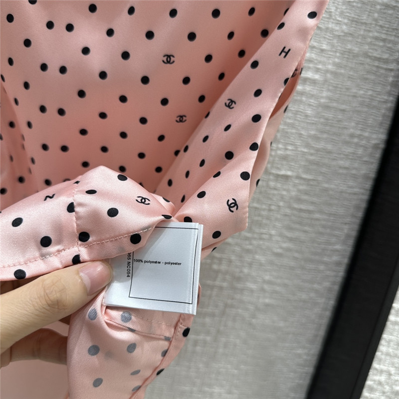 Ch**el pink polka dot logo print halter top replicas clothes