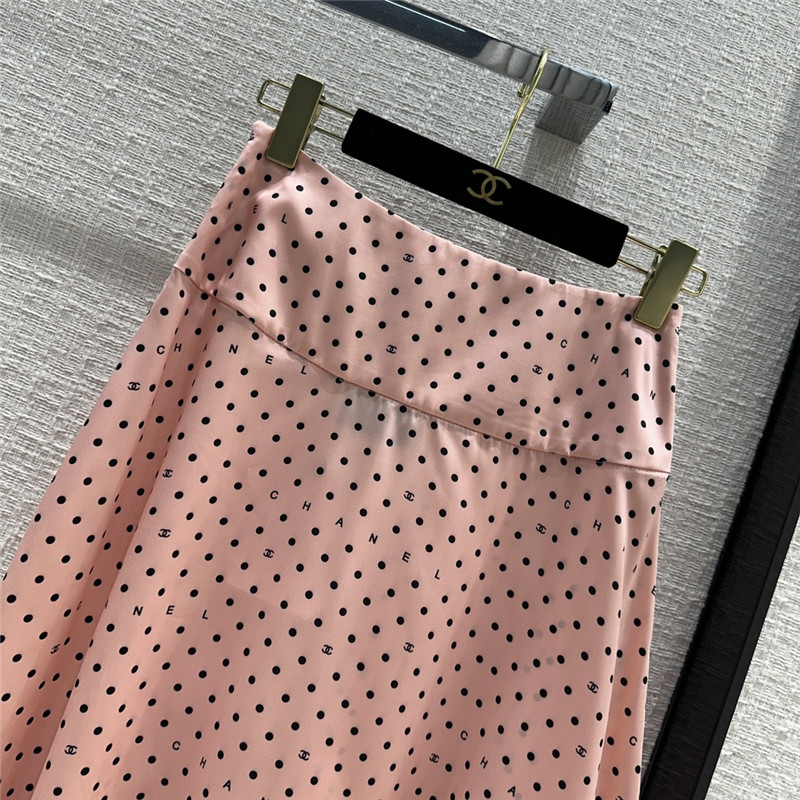 Ch**el pink polka dot logo print skirt replica clothing sites