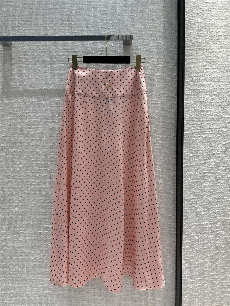 Ch**el pink polka dot logo print skirt replica clothing sites