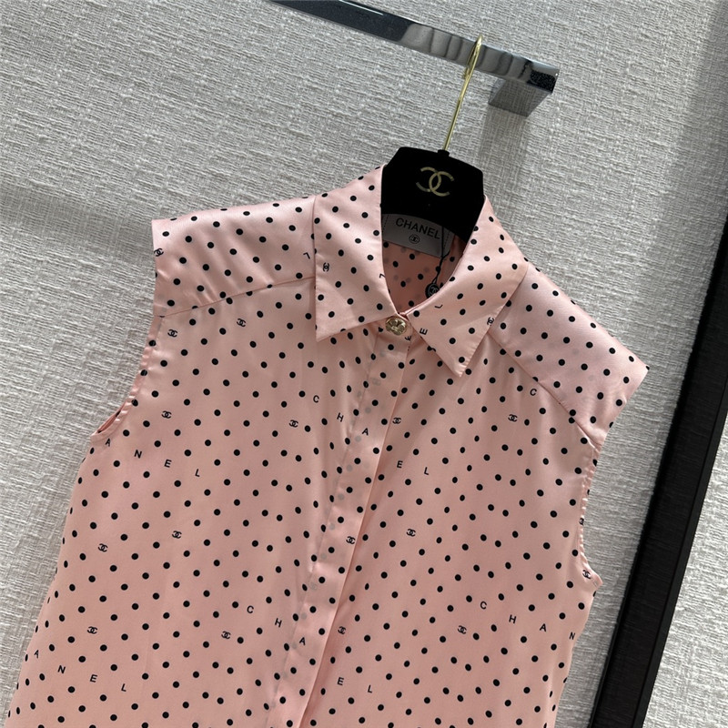 Ch**el pink polka dot logo print suit replicas clothes