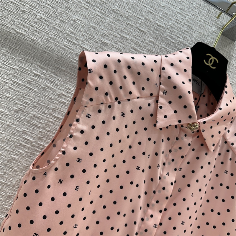 Ch**el pink polka dot logo print suit replicas clothes