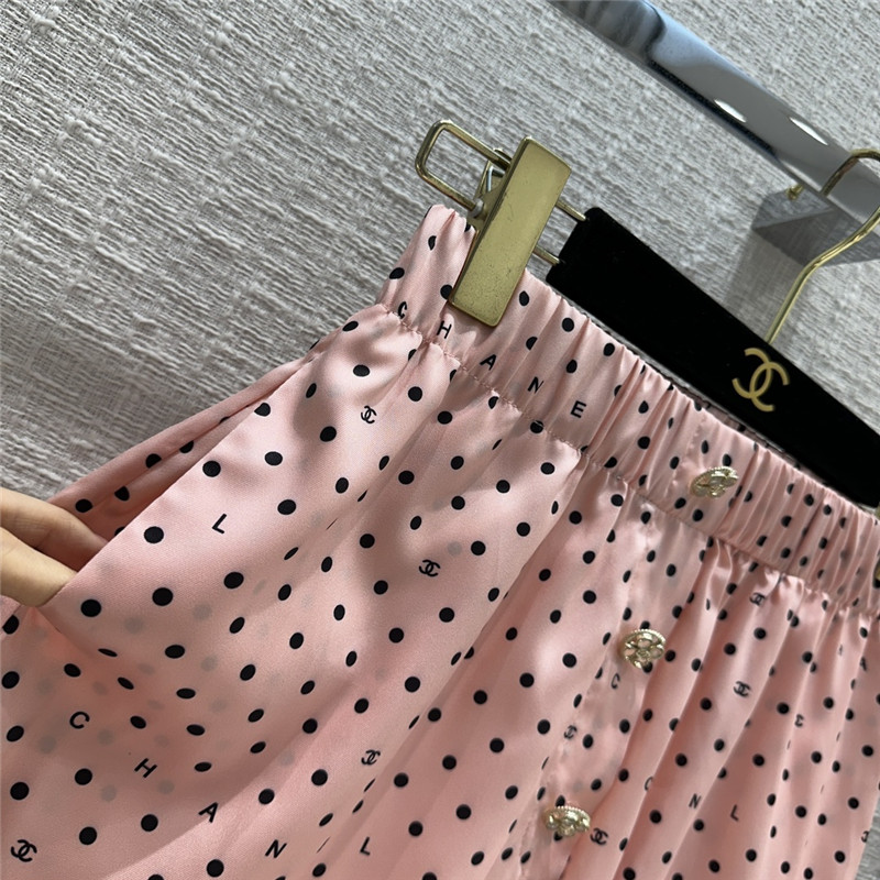 Ch**el pink polka dot logo print suit replicas clothes