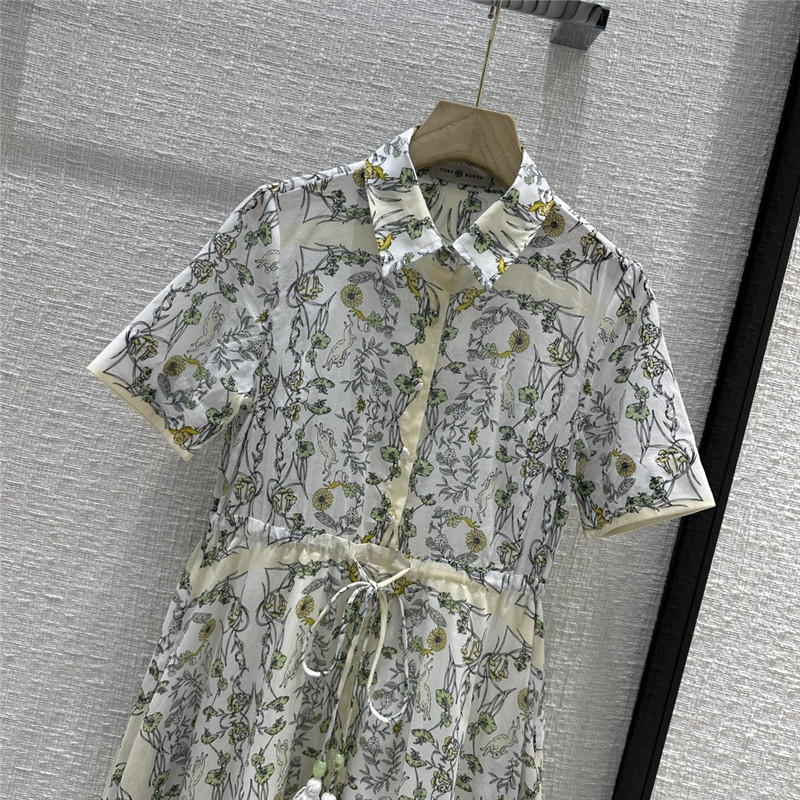 tory burch rabbit vine print silk cotton dress replica clothes