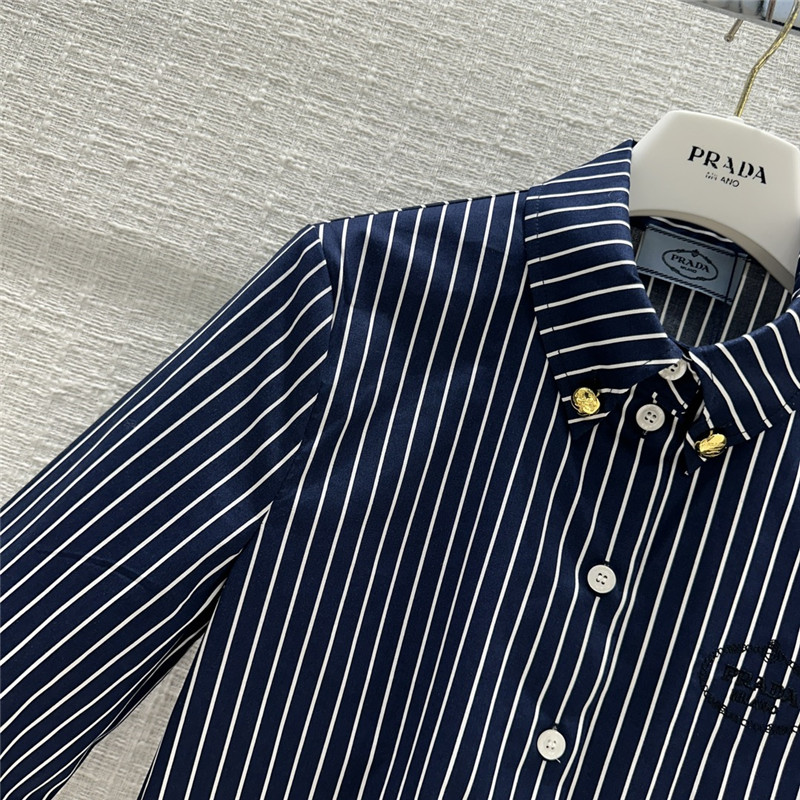 Pra*a logo embroidered striped shirt replica d&g clothing