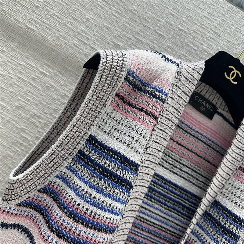 Ch**el colorful striped knitted vest cardigan replicas clothes