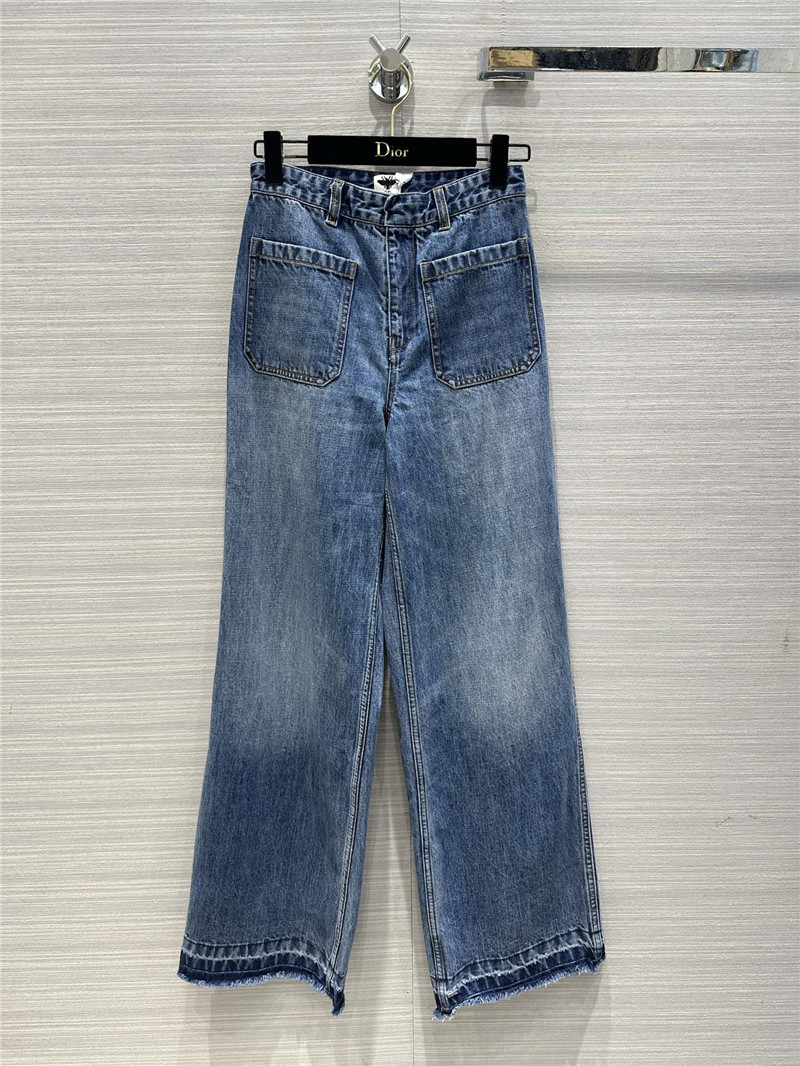 dior mid-high waist double pocket straight jeans replicas clothes