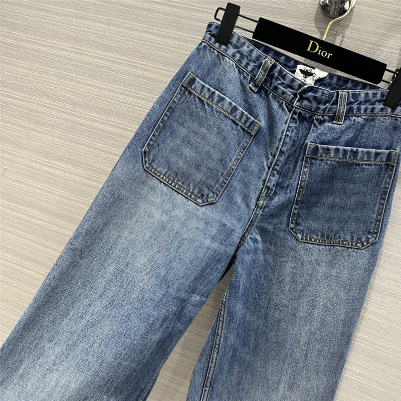 D10r mid-high waist double pocket straight jeans replicas clothes