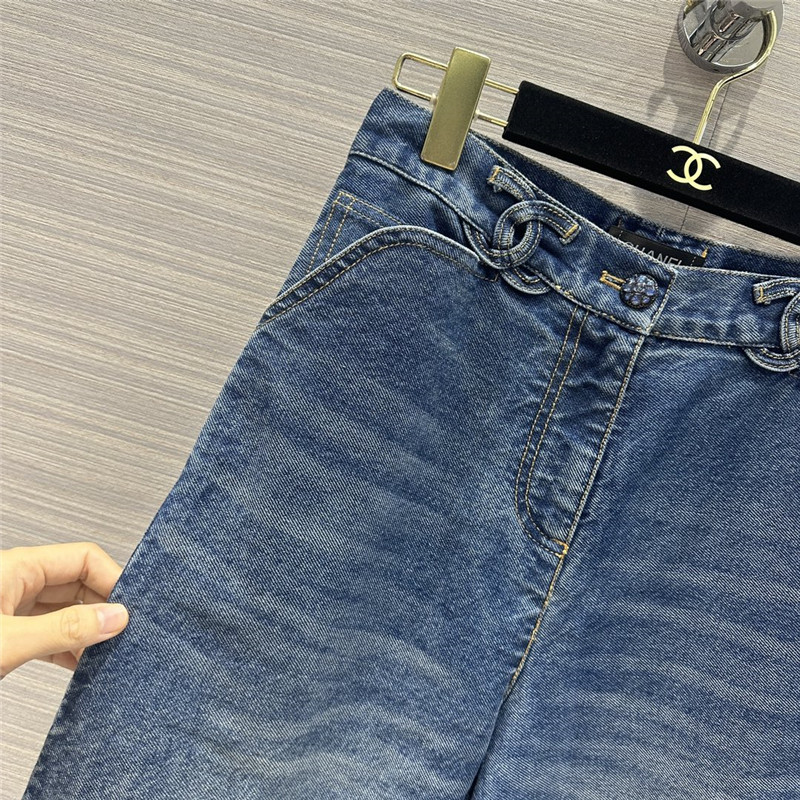 Ch**el denim blue denim straight pants replica d&g clothing
