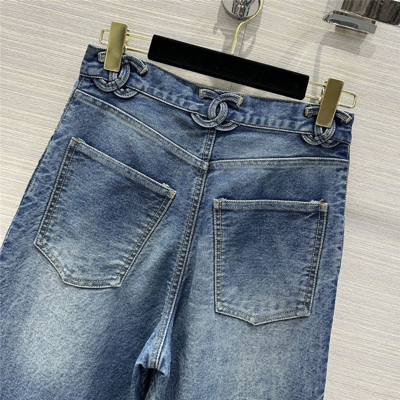 Ch**el denim blue denim straight pants replica d&g clothing