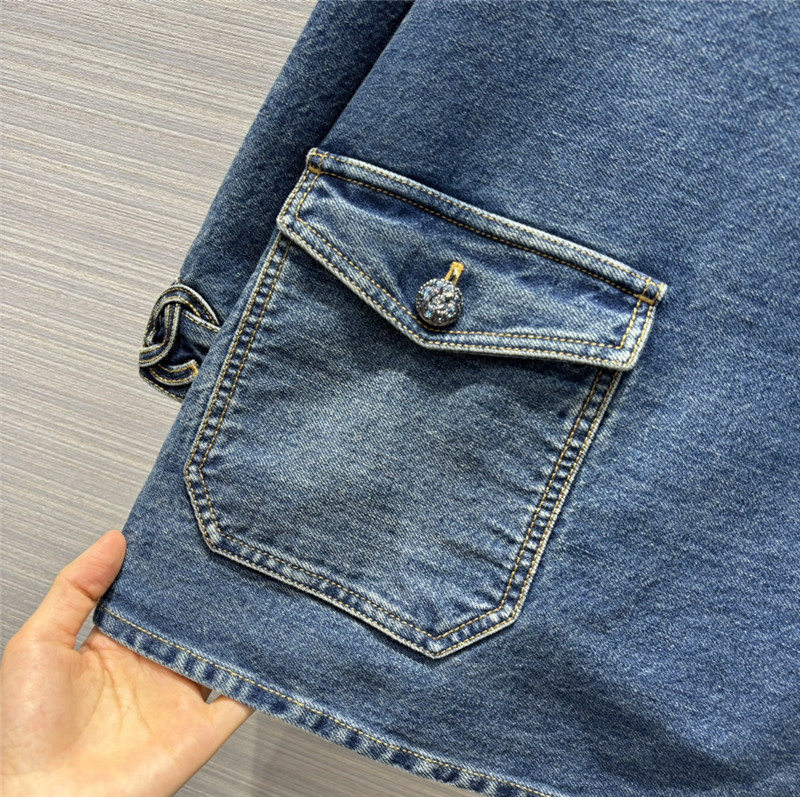 Ch**el denim blue denim mid-sleeve jacket top replica clothes