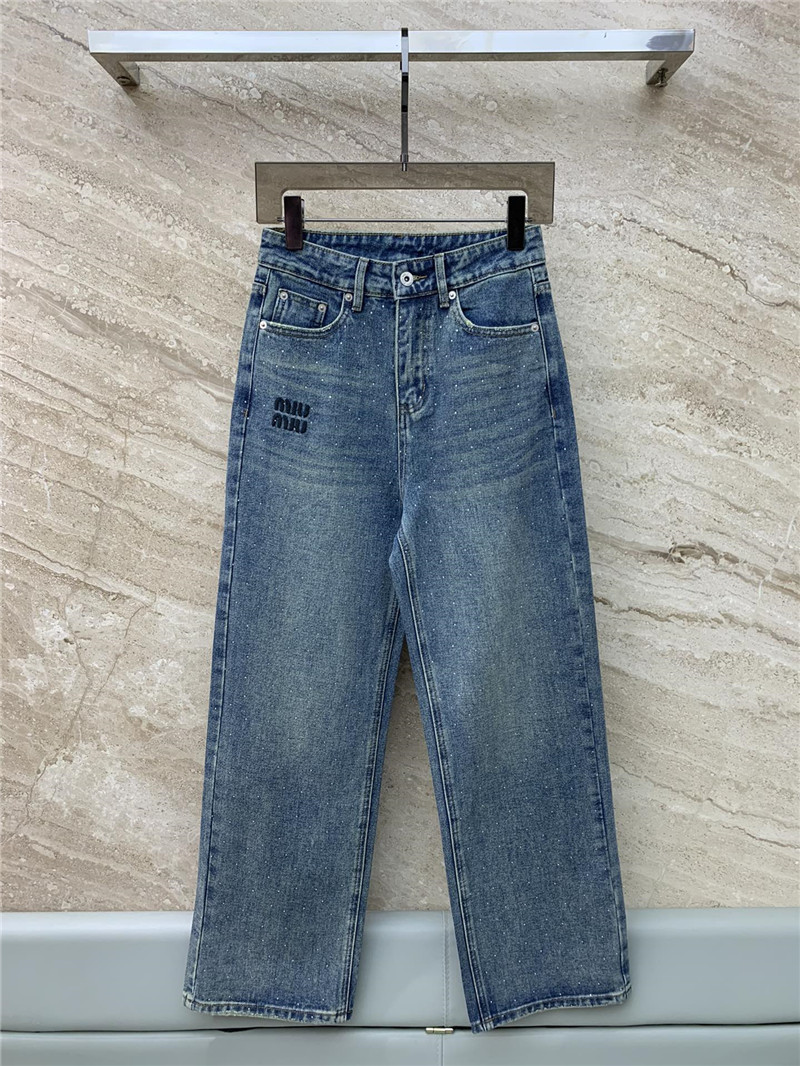 miumiu hot diamond straight denim trousers replicas clothes