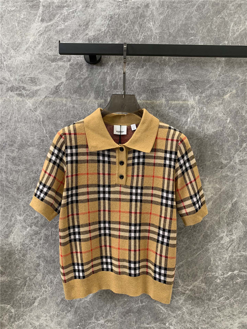 Burberry checked wool knit polo shirt replica clothing sites