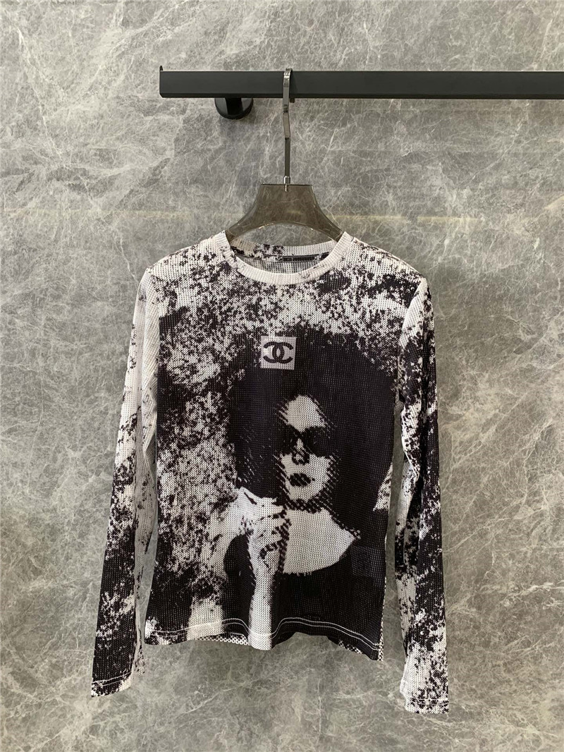 Chanel retro tie-dye printed bottoming shirt replica clothing
