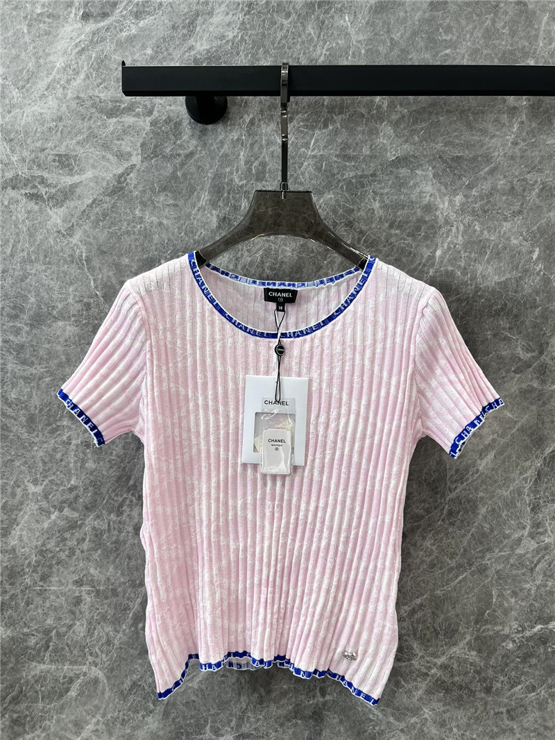 Chanel jacquard letter contrast top replica clothes