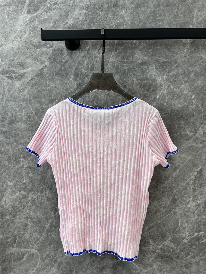Ch**el jacquard letter contrast top replica clothes