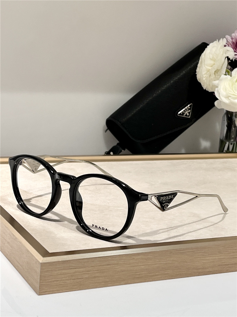 prada small round frame plain frame glasses