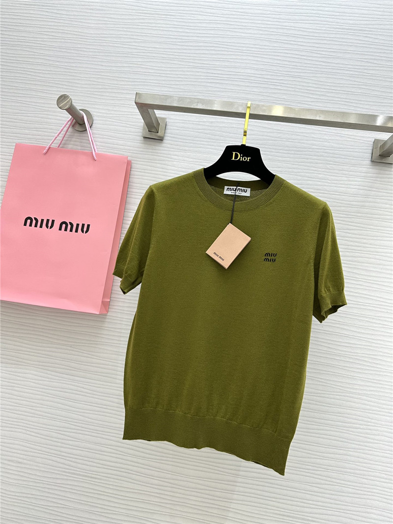 miumiu small logo knitted short sleeve replica clothing sites