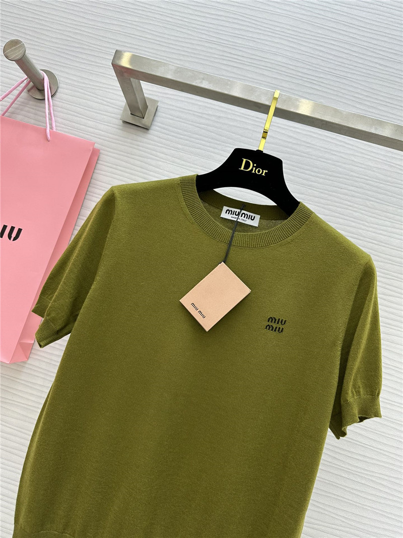 M1um1u small logo knitted short sleeve replica clothing sites