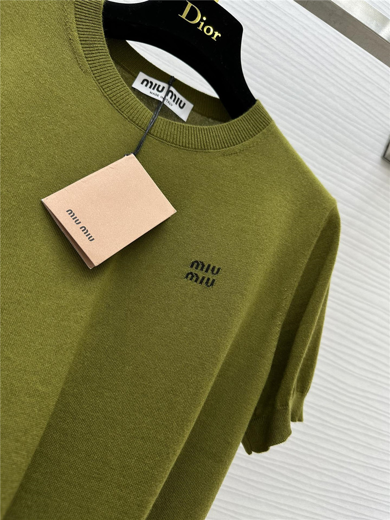 M1um1u small logo knitted short sleeve replica clothing sites