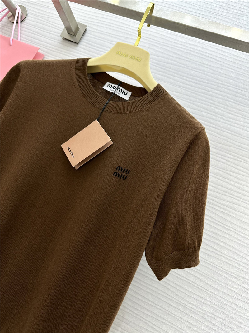 M1um1u small logo knitted short sleeve replica clothing sites