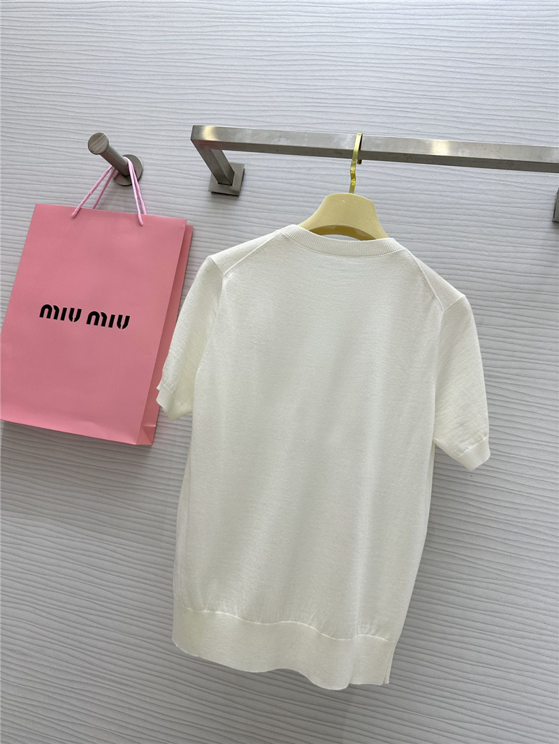 M1um1u small logo knitted short sleeve replica clothing sites