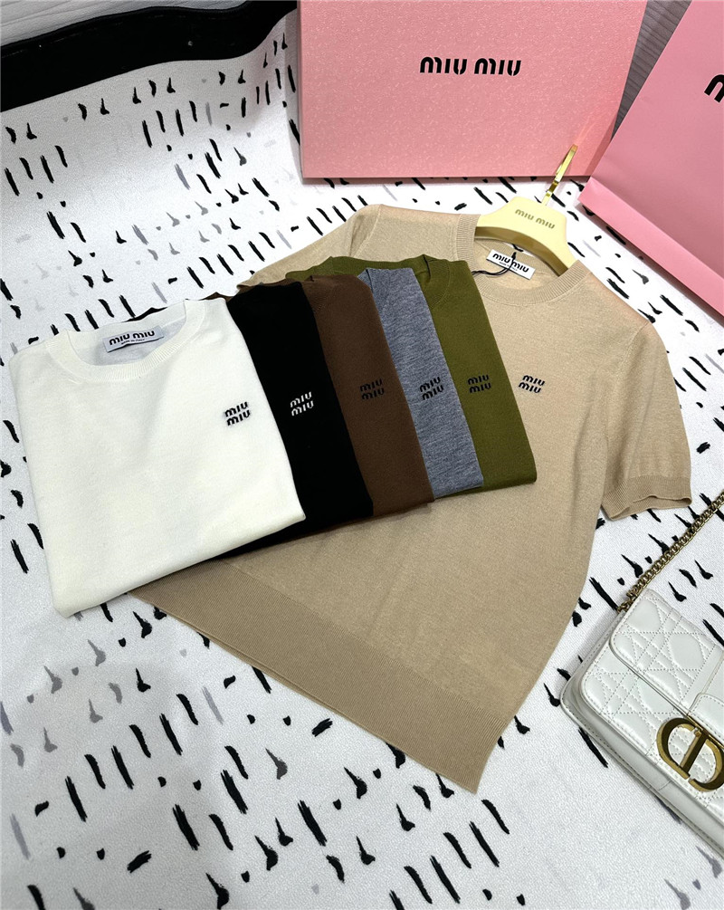 M1um1u small logo knitted short sleeve replica clothing sites