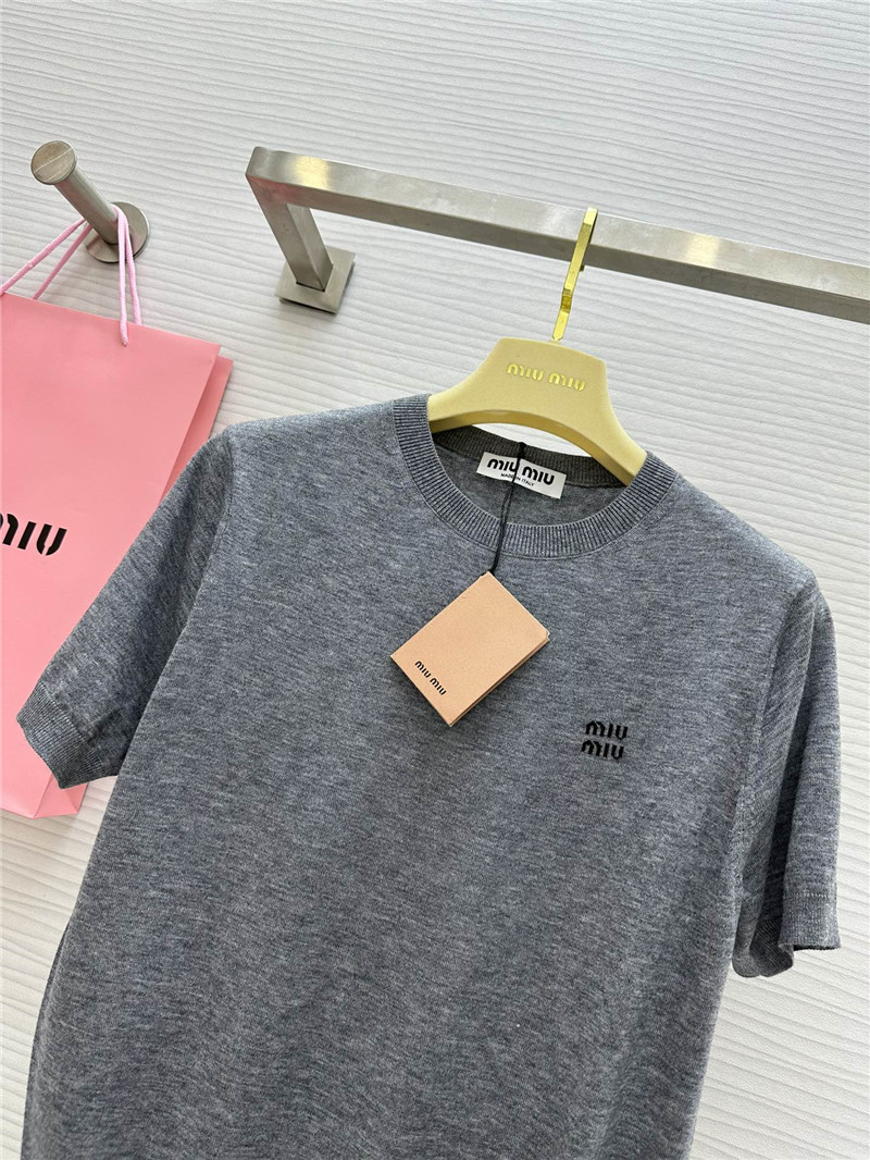 M1um1u small logo knitted short sleeve replica clothing sites