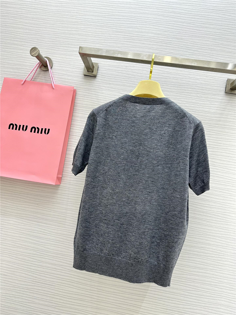 M1um1u small logo knitted short sleeve replica clothing sites