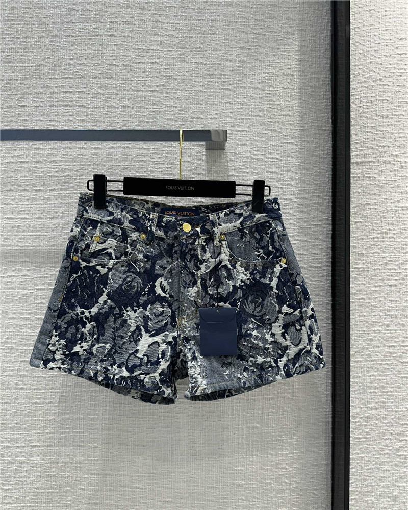 louis vuitton LV vintage jacquard denim shorts replica clothing