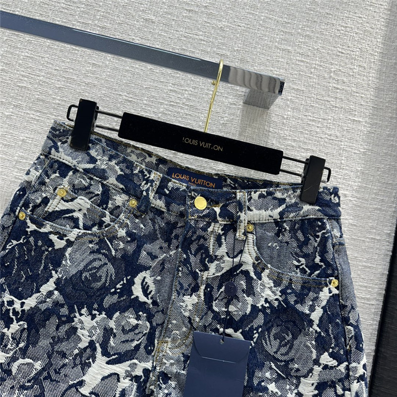 louis vuitton LV vintage jacquard denim shorts replica clothing