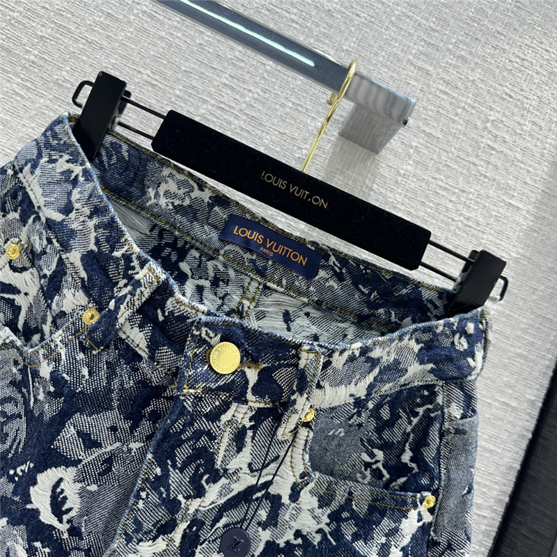 louis vuitton LV vintage jacquard denim shorts replica clothing