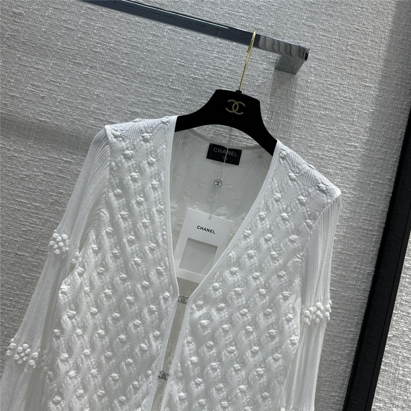 Chanel Hook Fastening Knitted Cardigan in White