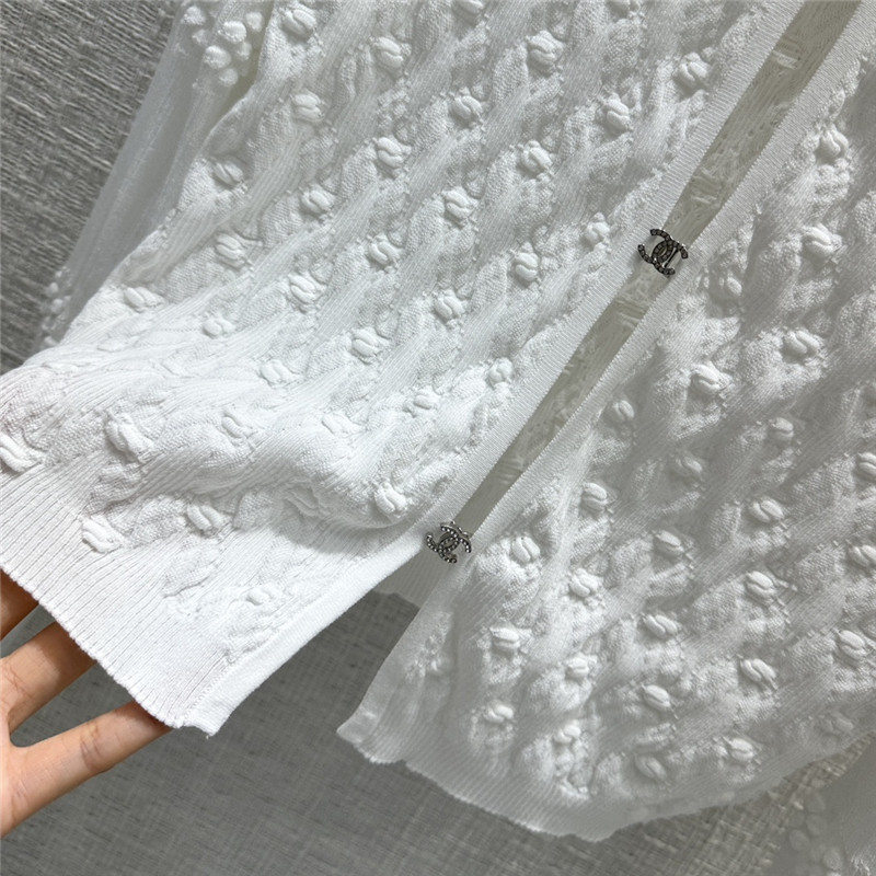 Chanel Hook Fastening Knitted Cardigan in White