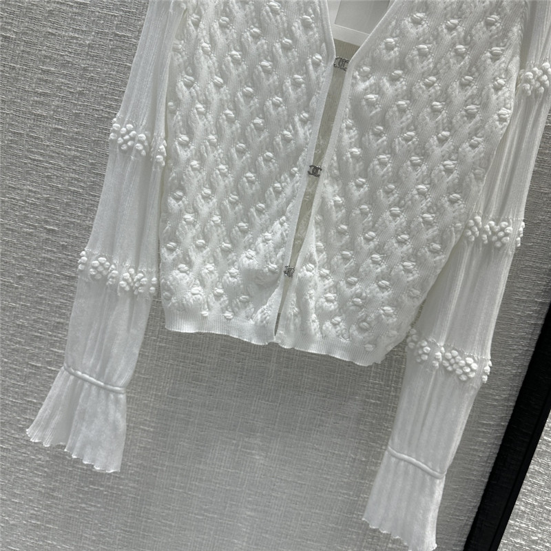 Chanel Hook Fastening Knitted Cardigan in White