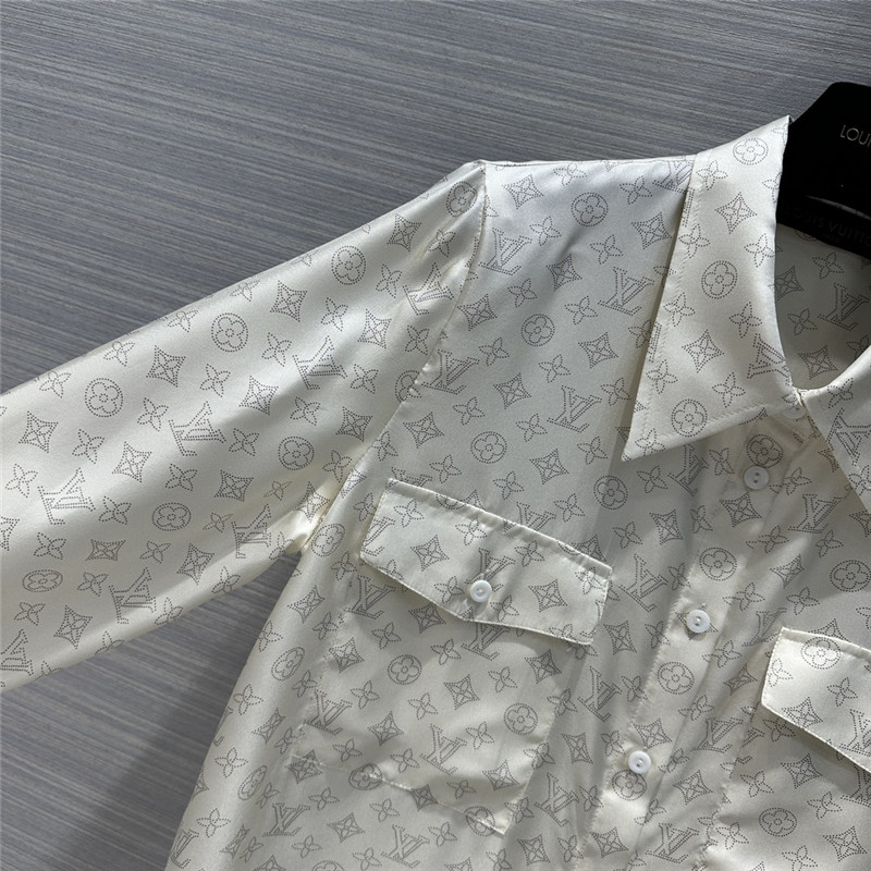 l0vis Vvtt0n lv milk tea logo printed silk shirt replica clothing