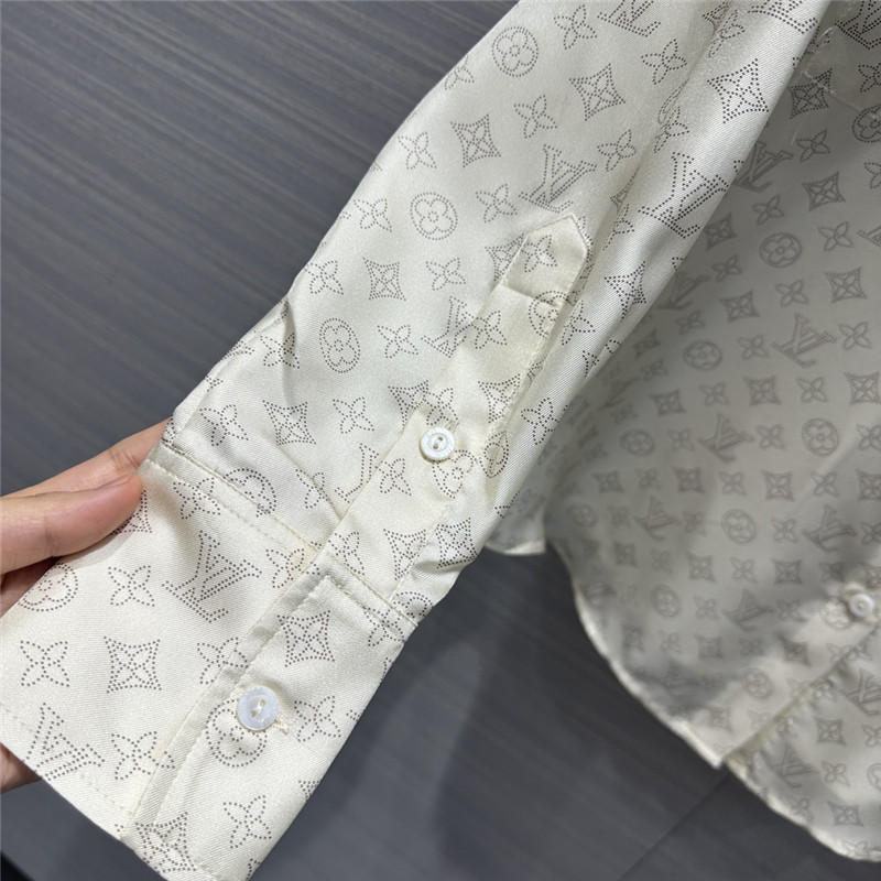 l0vis Vvtt0n lv milk tea logo printed silk shirt replica clothing