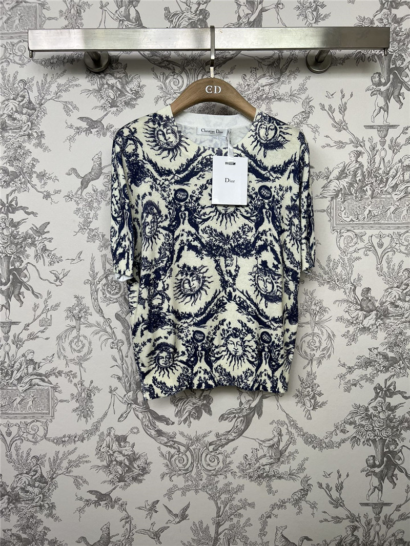dior sunflower knitted short sleeves cheap replica designer clothes