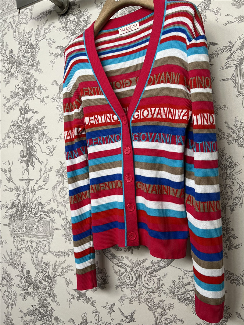 Va1e*ntin0 logo jacquard striped cardigan