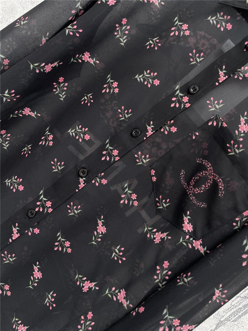 Ch**el full printed see-through shirt replica designer clothes