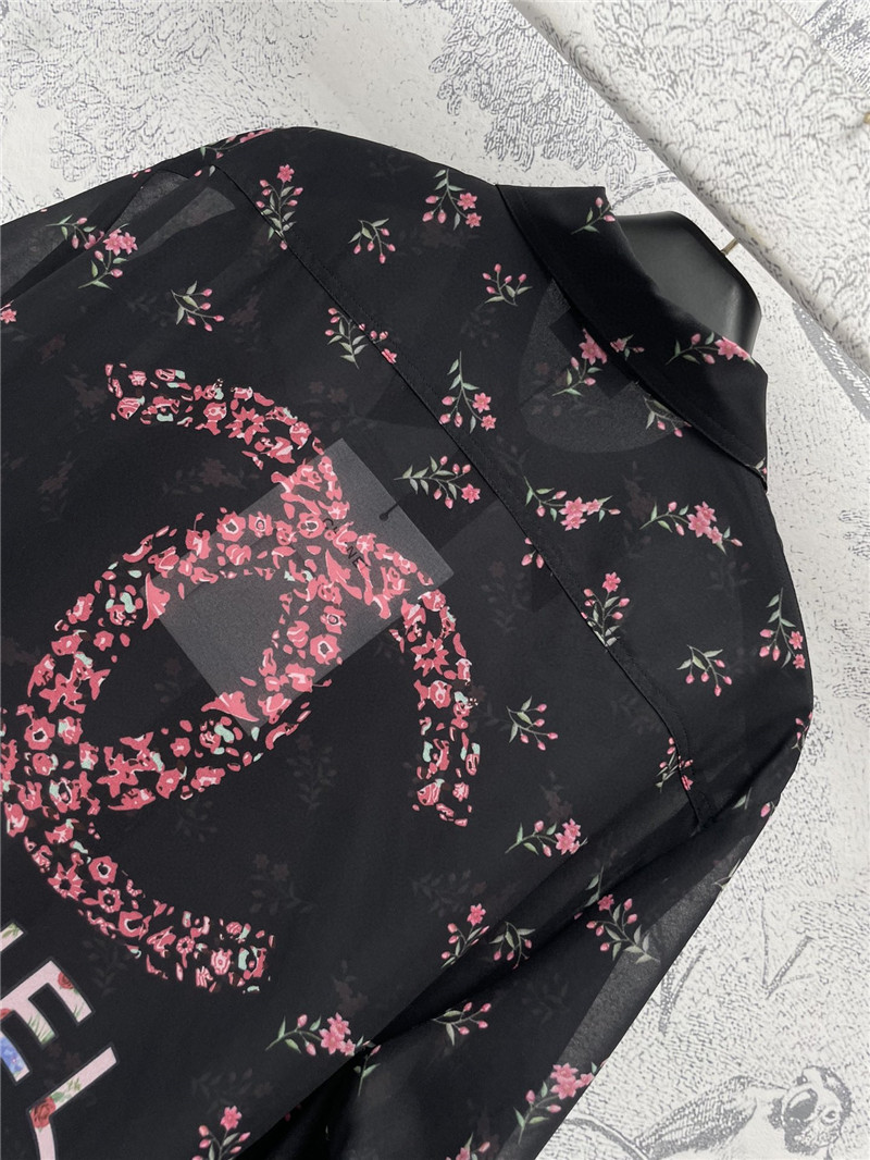 Ch**el full printed see-through shirt replica designer clothes
