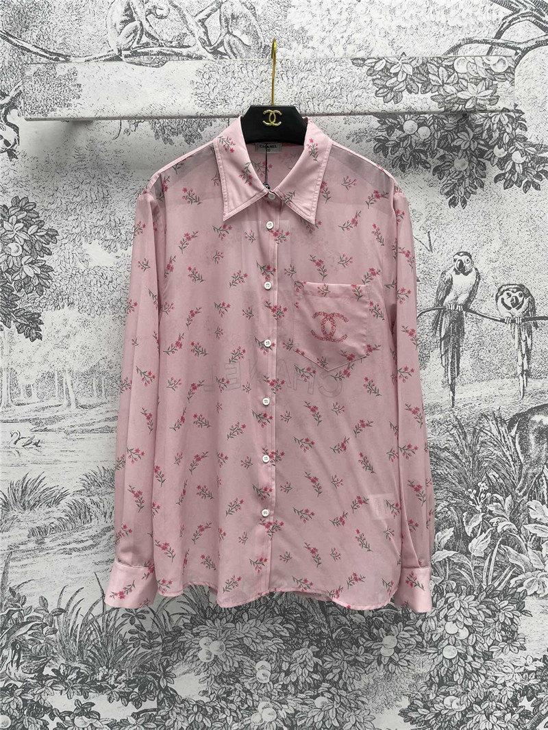 Chanel full printed see-through shirt replica designer clothes