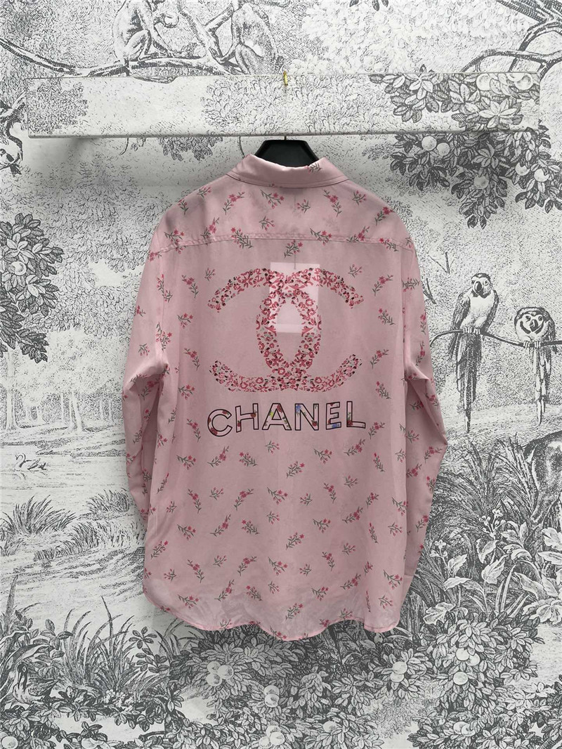 Ch**el full printed see-through shirt replica designer clothes