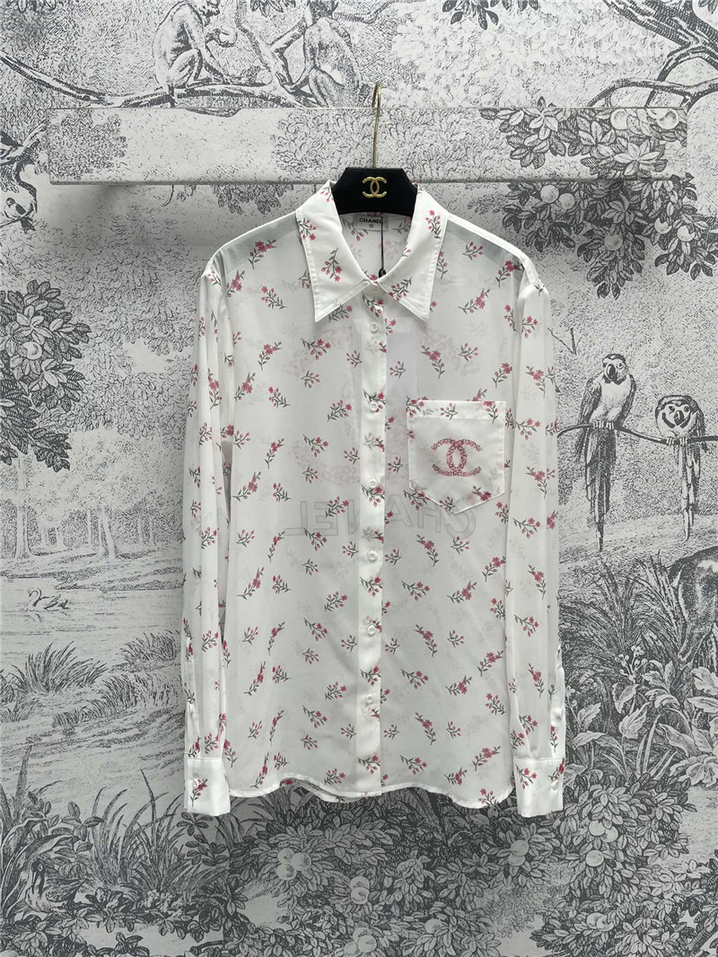 Chanel full printed see-through shirt replica designer clothes