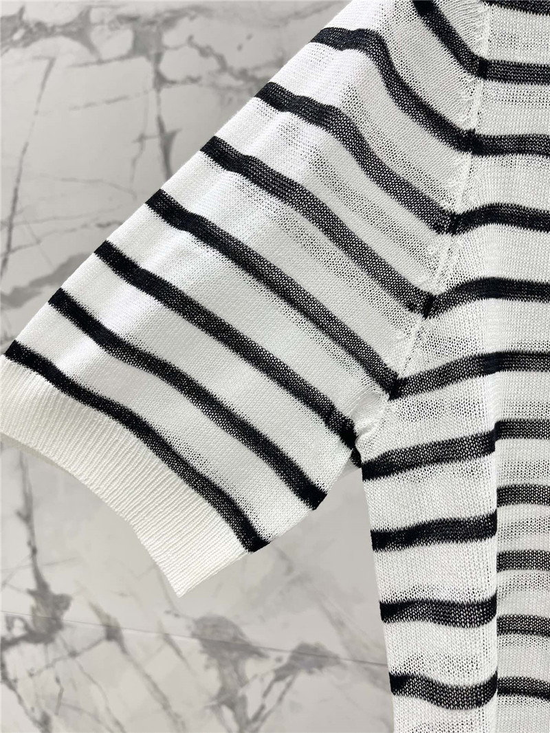 Dior Striped Thin Knit T-shirt in White