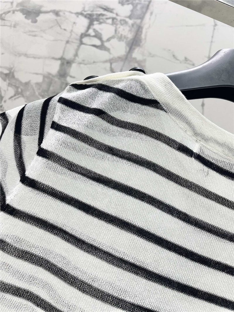 Dior Striped Thin Knit T-shirt in White
