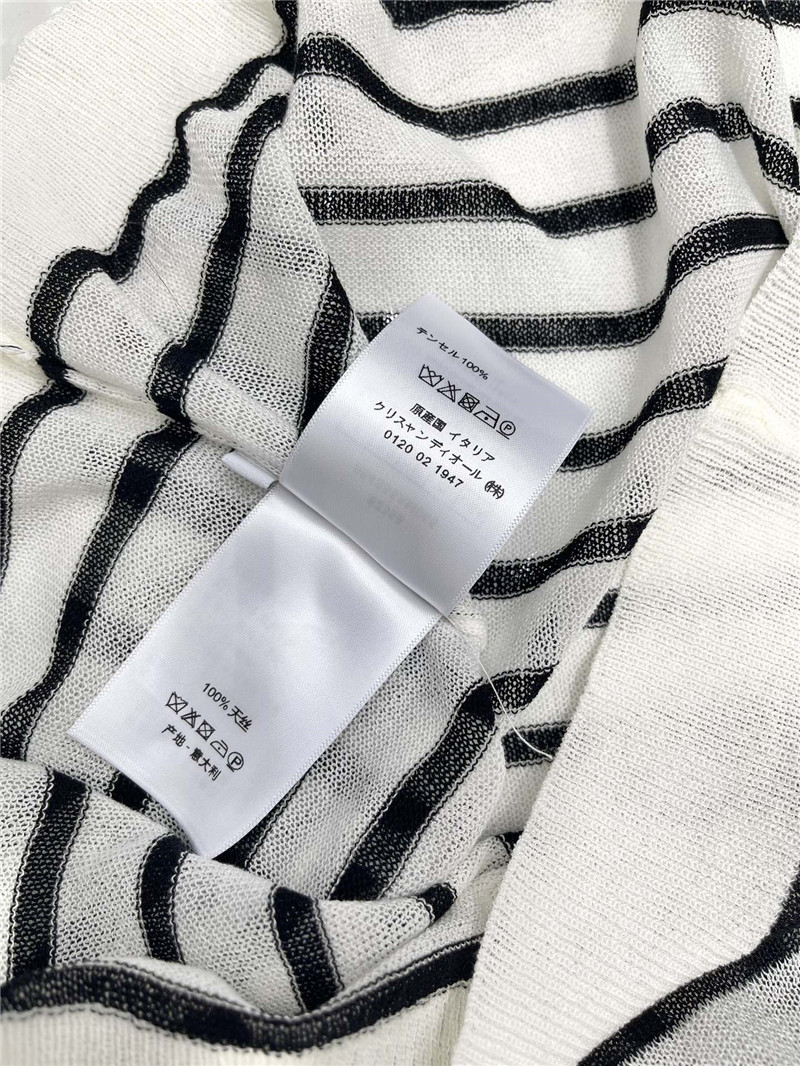 Dior Striped Thin Knit T-shirt in White