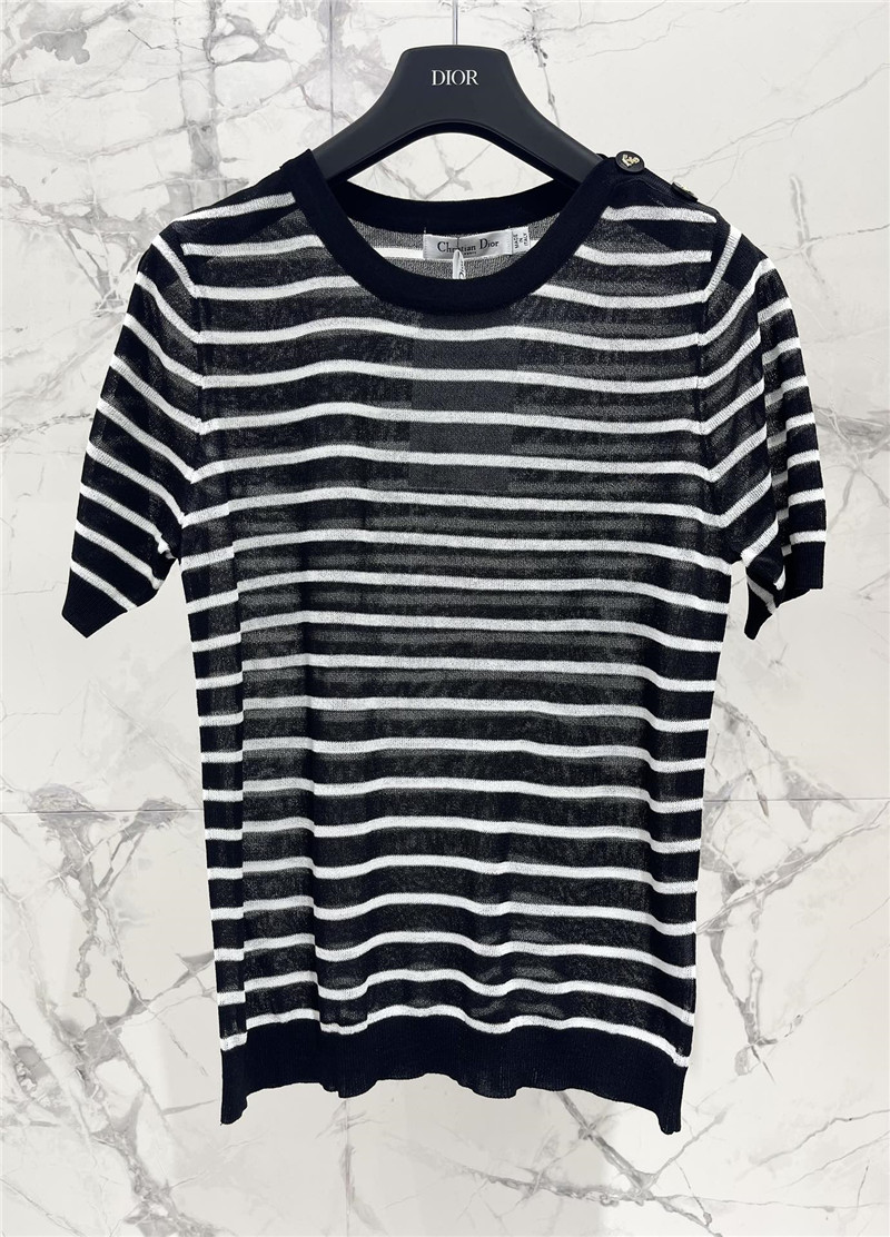 D10r striped thin knit t-shirt in black