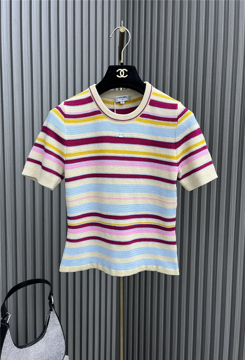 Chanel colorful striped knit t-shirt