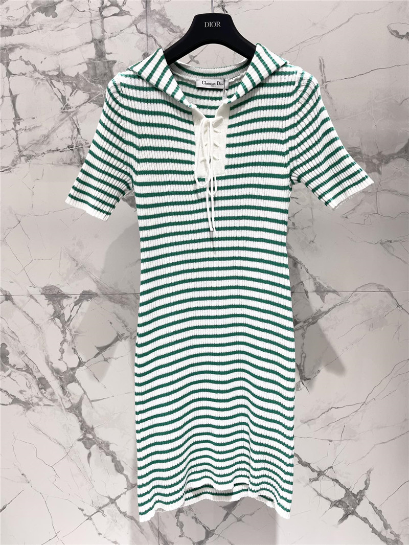 D10r navy neck short sleeve knitted dress replica clothes