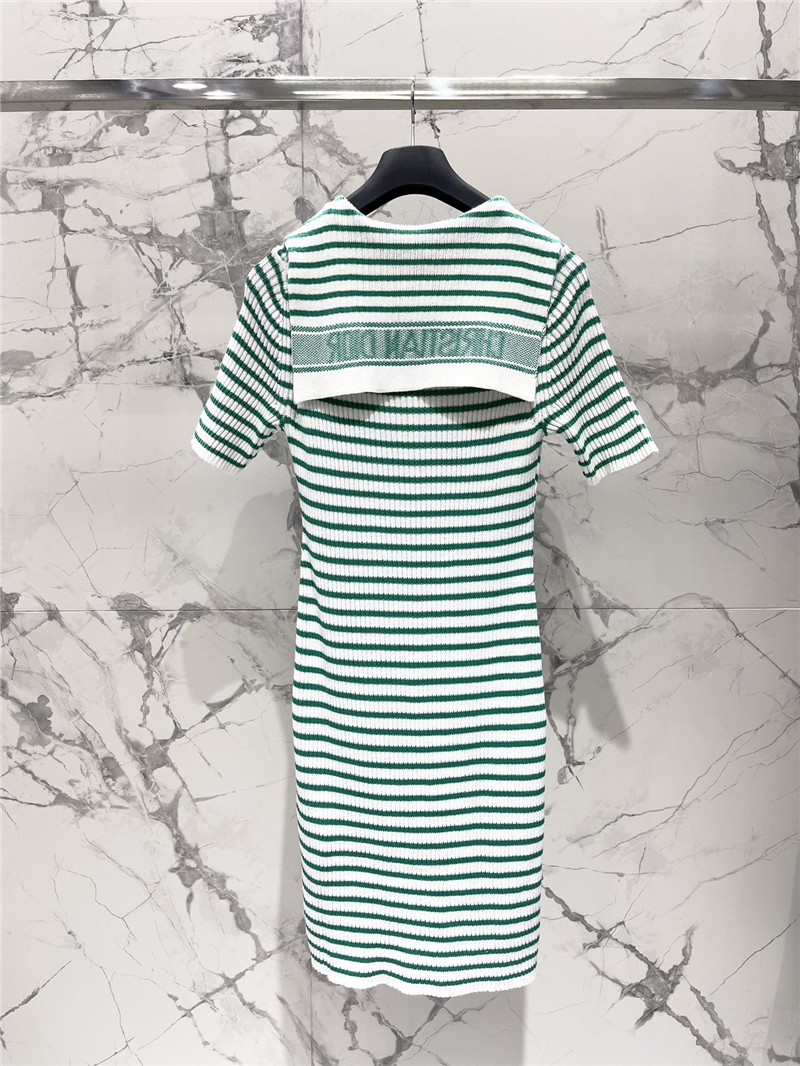 D10r navy neck short sleeve knitted dress replica clothes